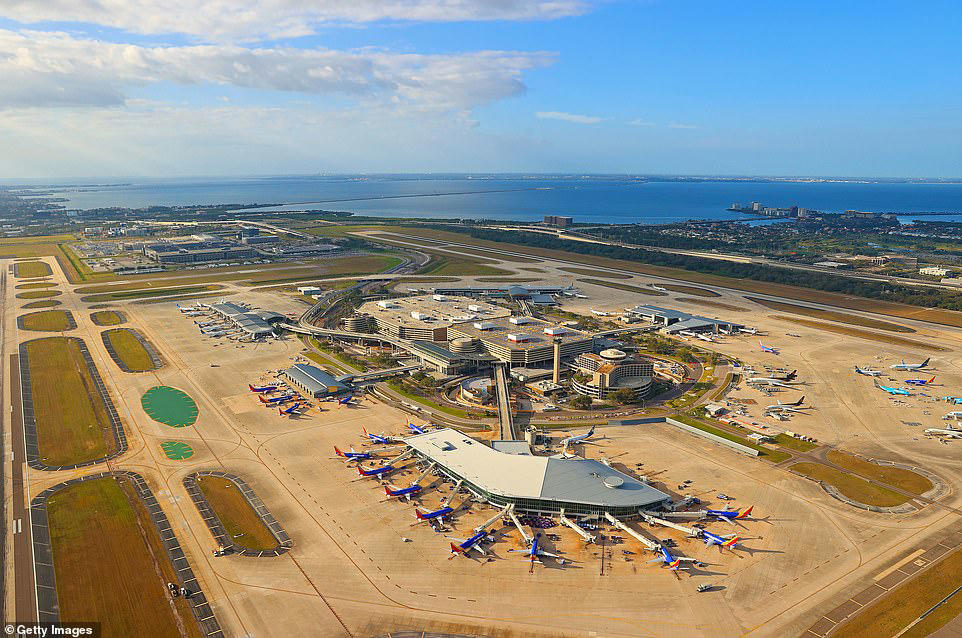1. Tampa International Airport – Florida, 2. Phoenix Sky Harbor International Airport – Arizona, 3. Minneapolis-Saint Paul International Airport – Minnesota, 4. San Francisco International Airport – California, 5. Hartsfield-Jackson Atlanta International Airport – Georgia, 6. Orlando International Airport – Florida, 7. Austin-Bergstrom International Airport – Texas, 8. Baltimore/Washington International Thurgood Marshall Airport – Maryland, 9. Detroit Metropolitan Wayne County Airport – Michigan, 10. Dallas-Fort Worth International Airport – Texas