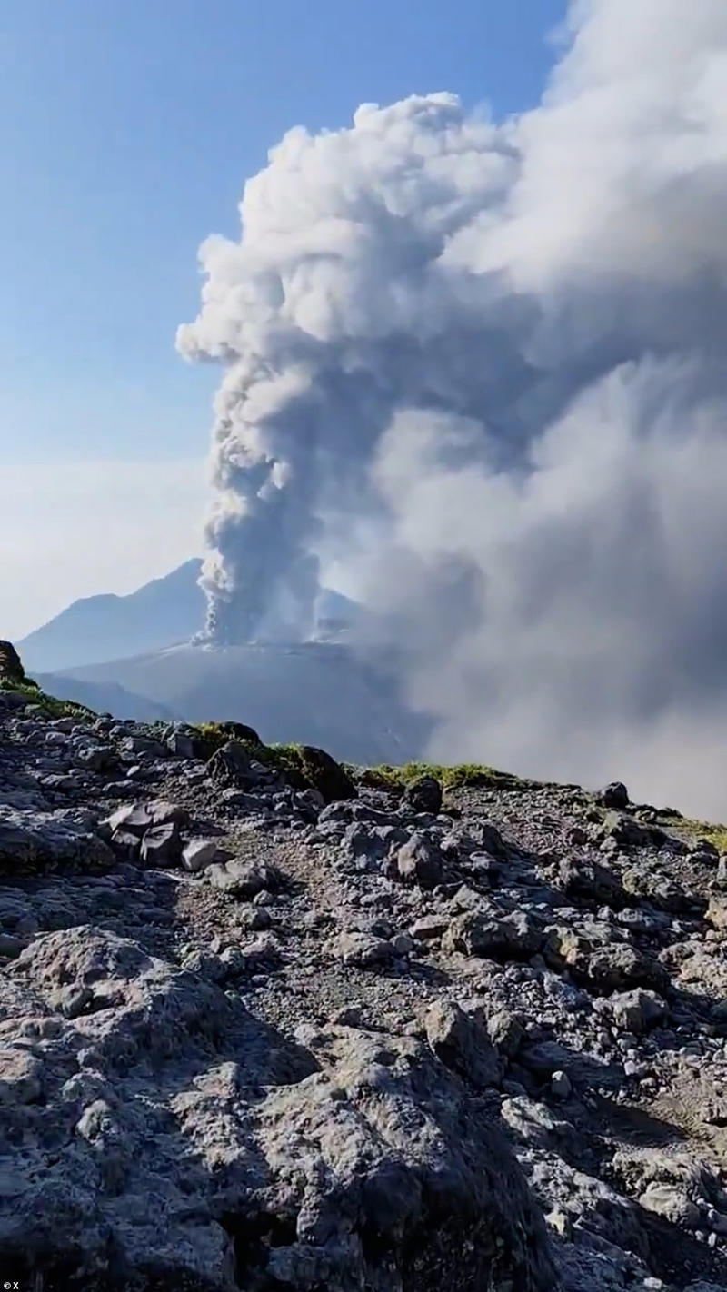 Japan's Shinmoedake volcano erupts sending ash plume skyward