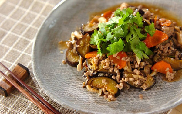 ナスとひき肉のエスニック炒め, エスニックモヤシオムレツ, ナスとひき肉のエスニック混ぜご飯, 春雨のエスニック丼, トマトエスニックうどん