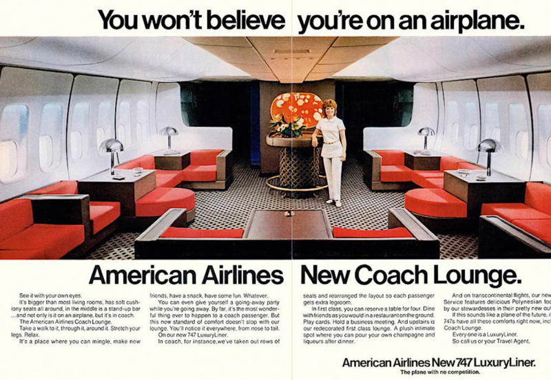 An American Airlines advertisement from 1971. “My dad, probably 1970s. This is my favourite photo of him.”, “Pacific Southwest Airlines Stewardesses from the 70’s.”, “Economy class flying in 1970.”, “70’s Vintage Airline Stewardess.”, “Iran Air flight attendants in the 1970s.”, “First class on a United flight, 1970.”, An American Airlines advertisement from 1971., “Led Zeppelin (Early 1970s).”, “Chilling and smoking mid-air in the 70s.”, “Southwest Airlines Flight Attendant, Late 70s.”, “Elvis Presley & Linda Thompson boarding a plane mid 70’s.”, “My flight attendant mom getting some oxygen for her hangover (70s).”, “Economy seating on Pan Am in the 70s.”, “These Vintage Photos of flight Stewardesses 70’s.”