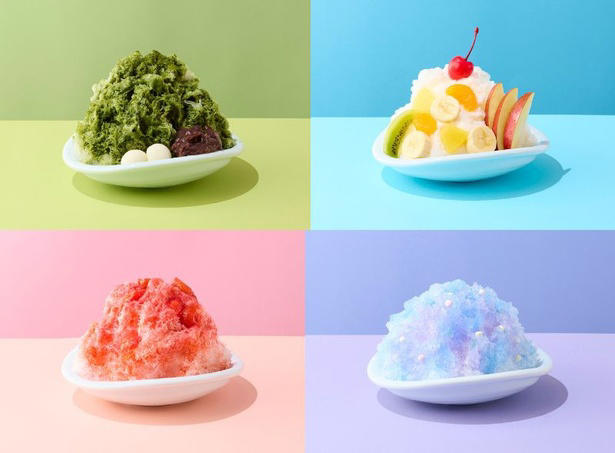 専門店級のこだわり。「純氷」の口どけがひと味違う, 新フレーバー「キャラメルマキアート」は、五感で楽しむカフェデザート, 「しろくま」「ポップブルー」「マンゴー」など定番人気も勢ぞろい, 食後やお子さま向けにぴったりな「ミニサイズ」も充実