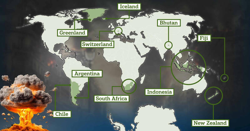 Antarctica, New Zealand, Switzerland, Greenland, Indonesia , Argentina, South Africa