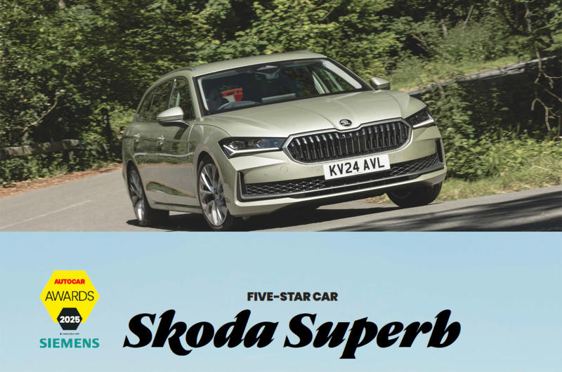5 STAR CAR: Skoda Superb Estate 5 STAR CAR: Porsche 911 S/T, 5 STAR CAR: Skoda Superb Estate, 5 STAR CAR: Hyundai Ioniq 5 N, BEST FUN EV: Alpine A290, BRITAIN’S BEST DRIVER’S CAR: McLaren Artura, BEST DREAM CAR: Lamborghini Revuelto, BEST VALUE CAR: Dacia Duster, BEST HYBRID: VW Golf eHybrid, BEST EV: Kia EV3, BEST SMALL CAR: Fiat Grande Panda, BEST SMALL CAR:: Fiat Grande Panda, BEST 4X4: Land Rover Defender Octa, BEST MANUFACTURER: MG