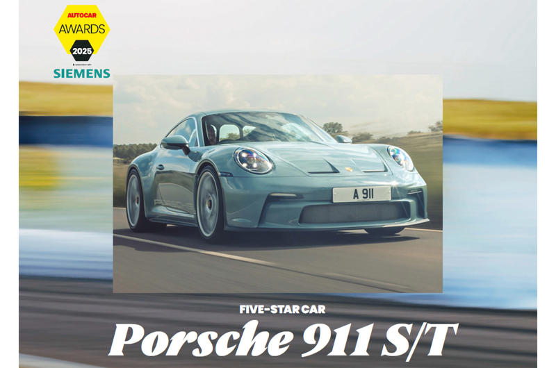 5 STAR CAR: Porsche 911 S/T 5 STAR CAR: Porsche 911 S/T, 5 STAR CAR: Skoda Superb Estate, 5 STAR CAR: Hyundai Ioniq 5 N, BEST FUN EV: Alpine A290, BRITAIN’S BEST DRIVER’S CAR: McLaren Artura, BEST DREAM CAR: Lamborghini Revuelto, BEST VALUE CAR: Dacia Duster, BEST HYBRID: VW Golf eHybrid, BEST EV: Kia EV3, BEST SMALL CAR: Fiat Grande Panda, BEST SMALL CAR:: Fiat Grande Panda, BEST 4X4: Land Rover Defender Octa, BEST MANUFACTURER: MG