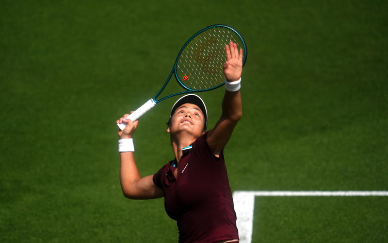 04:29 PM BST, The right winner, 04:25 PM BST, Raducanu 6-4, 1-6, 6-7 (4-7) Joint*, 04:22 PM BST, 3-3 at change of ends in tie-break, 04:18 PM BST, Raducanu 6-4, 1-6, 6-6 Joint*, 04:14 PM BST, Raducanu* 6-4, 1-6, 5-6 Joint, 04:11 PM BST, Raducanu 6-4, 1-6, 5-5 Joint*, 04:07 PM BST, Raducanu* 6-4, 1-6, 4-5 Joint, 04:02 PM BST, Raducanu 6-4, 1-6, 3-5 Joint*, 03:58 PM BST, Raducanu* 6-4, 1-6, 2-5 Joint, 03:51 PM BST, Raducanu 6-4, 1-6, 2-4 Joint*, 03:42 PM BST, Raducanu* 6-4 1-6 2-3 Joint, 03:36 PM BST, Raducanu 6-4 1-6 1-3 Joint*, 03:32 PM BST, Raducanu* 6-4 1-6 1-2 Joint, 03:29 PM BST, Raducanu 6-4 1-6 0-2 Joint*, 03:26 PM BST, Raducanu* 6-4 1-6 0-1 Joint*, 03:20 PM BST, Raducanu 6-4 1-6 Joint*, 03:18 PM BST, Raducanu* 6-4 1-5 Joint, 03:12 PM BST, Tip of the cap to the snapper..., 03:09 PM BST, Raducanu 6-4 1-4 Joint*, 03:08 PM BST, ‘Three slips and counting’, 03:07 PM BST, Raducanu* 6-4 1-3 Joint, 02:54 PM BST, Raducanu 6-4 0-3 Joint*, 02:51 PM BST, Raducanu* 6-4 0-2 Joint, 02:44 PM BST, Raducanu 6-4 0-1 Joint*, 02:39 PM BST, Raducanu* 6-4 Joint, 02:36 PM BST, ‘Raducanu being matched’, 02:34 PM BST, Raducanu 5-4 Joint*, 02:29 PM BST, Raducanu* 4-4 Joint, 02:23 PM BST, Raducanu 4-3 Joint*, 02:21 PM BST, Raducanu* 3-3 Joint, 02:15 PM BST, Raducanu 2-3 Joint*, 02:12 PM BST, Raducanu* 2-2 Joint, 02:08 PM BST, Raducanu 1-2 Joint*, 02:03 PM BST, Raducanu* 0-2 Joint, 01:59 PM BST, ‘Particularly vocal seagull’, 01:59 PM BST, Raducanu 0-1 Joint*, 01:51 PM BST, Raducanu won the toss, 01:49 PM BST, The players are warming up, 01:44 PM BST, Who is Maya Joint?, 01:36 PM BST, Game, set and match..., 01:33 PM BST, At the change of ends..., 01:28 PM BST, We’re into a tie-break, 01:21 PM BST, Buisness end for Burrage, 01:18 PM BST, ‘She’s a close friend of mine’, 01:15 PM BST, Watch: Raducanu’s emotional winning moment yesterday, 01:14 PM BST, Emma up next, 10:51 AM BST, A quick turnaround