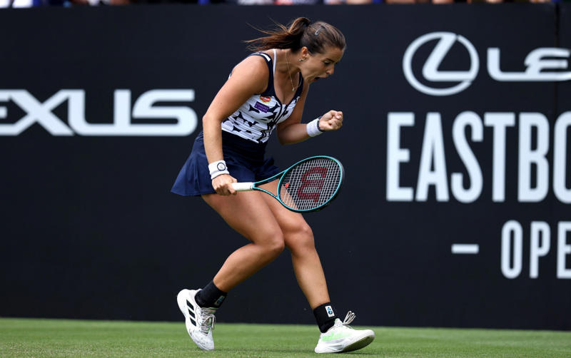 04:29 PM BST, The right winner, 04:25 PM BST, Raducanu 6-4, 1-6, 6-7 (4-7) Joint*, 04:22 PM BST, 3-3 at change of ends in tie-break, 04:18 PM BST, Raducanu 6-4, 1-6, 6-6 Joint*, 04:14 PM BST, Raducanu* 6-4, 1-6, 5-6 Joint, 04:11 PM BST, Raducanu 6-4, 1-6, 5-5 Joint*, 04:07 PM BST, Raducanu* 6-4, 1-6, 4-5 Joint, 04:02 PM BST, Raducanu 6-4, 1-6, 3-5 Joint*, 03:58 PM BST, Raducanu* 6-4, 1-6, 2-5 Joint, 03:51 PM BST, Raducanu 6-4, 1-6, 2-4 Joint*, 03:42 PM BST, Raducanu* 6-4 1-6 2-3 Joint, 03:36 PM BST, Raducanu 6-4 1-6 1-3 Joint*, 03:32 PM BST, Raducanu* 6-4 1-6 1-2 Joint, 03:29 PM BST, Raducanu 6-4 1-6 0-2 Joint*, 03:26 PM BST, Raducanu* 6-4 1-6 0-1 Joint*, 03:20 PM BST, Raducanu 6-4 1-6 Joint*, 03:18 PM BST, Raducanu* 6-4 1-5 Joint, 03:12 PM BST, Tip of the cap to the snapper..., 03:09 PM BST, Raducanu 6-4 1-4 Joint*, 03:08 PM BST, ‘Three slips and counting’, 03:07 PM BST, Raducanu* 6-4 1-3 Joint, 02:54 PM BST, Raducanu 6-4 0-3 Joint*, 02:51 PM BST, Raducanu* 6-4 0-2 Joint, 02:44 PM BST, Raducanu 6-4 0-1 Joint*, 02:39 PM BST, Raducanu* 6-4 Joint, 02:36 PM BST, ‘Raducanu being matched’, 02:34 PM BST, Raducanu 5-4 Joint*, 02:29 PM BST, Raducanu* 4-4 Joint, 02:23 PM BST, Raducanu 4-3 Joint*, 02:21 PM BST, Raducanu* 3-3 Joint, 02:15 PM BST, Raducanu 2-3 Joint*, 02:12 PM BST, Raducanu* 2-2 Joint, 02:08 PM BST, Raducanu 1-2 Joint*, 02:03 PM BST, Raducanu* 0-2 Joint, 01:59 PM BST, ‘Particularly vocal seagull’, 01:59 PM BST, Raducanu 0-1 Joint*, 01:51 PM BST, Raducanu won the toss, 01:49 PM BST, The players are warming up, 01:44 PM BST, Who is Maya Joint?, 01:36 PM BST, Game, set and match..., 01:33 PM BST, At the change of ends..., 01:28 PM BST, We’re into a tie-break, 01:21 PM BST, Buisness end for Burrage, 01:18 PM BST, ‘She’s a close friend of mine’, 01:15 PM BST, Watch: Raducanu’s emotional winning moment yesterday, 01:14 PM BST, Emma up next, 10:51 AM BST, A quick turnaround