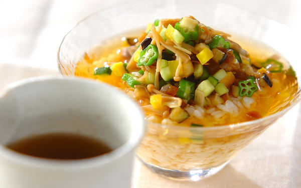 お漬物の冷茶漬け, 梅昆布の冷茶漬け, チリメン山椒の冷茶漬け, 混ぜ野菜の冷茶漬け, ウナギの冷茶漬け