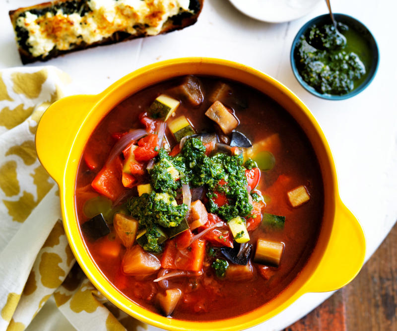 Can I freeze these soups?, Vegetable soup recipes to try,          Quick &amp; easy minestrone &amp; ravioli soup      ,          Quick &amp; easy potato soup with cheddar toasts      ,          Traditional Italian minestrone soup      ,          Smoky mushroom soup with garlic labne      ,          Indian-spiced red lentil and pumpkin soup      ,          Slow cooker curried lentil and tomato soup      ,          Potato and pea soup with pesto, ricotta cream and crispy croutons      ,          Slow-cooker coconut pumpkin soup      ,          Tuscan tomato bread soup      ,          Speedy tofu laksa      ,          Mushroom hot &amp; sour soup      ,          Broccoli and kale soup with lemon creme fraiche      ,          Roasted tomato soup with broccoli pesto      ,          Cauliflower cream soup with mushrooms      ,          Barley and vegetable soup with crunchy seeds      ,          Sweet corn soup with ginger      ,          Spinach, rocket &amp; pea soup with brie croûtes      ,          Spiced lentil and roasted kumara soup      ,          Tomato and fennel soup      ,          Spiced carrot soup with smoked almonds      ,          Cauliflower and parsnip soup      ,          Cream of celeriac soup      ,          Creamy sweet potato and fennel soup with parmesan wafers      ,          Ratatouille soup with pistou      ,          Moroccan vegetable soup with harissa      ,          Spiced pumpkin soup with cinnamon cream      ,          Potato soup with capsicum &amp; almonds      , What to serve with these vegetable soups, More vegetarian comfort meals