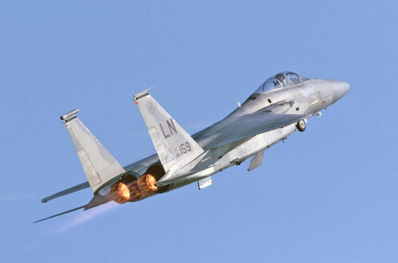 6: F-15 Eagle 10: Grumman F-14 Tomcat, 9: Lockheed Martin F-22 Raptor, 8: McDonnell Douglas F-4 Phantom II, 7: North American F-86 Sabre, 6: F-15 Eagle, 5: Vought F4U Corsair, 4: Grumman F4F/FM Wildcat, 3: Republic P-47 Thunderbolt, 2: North American P-51 Mustang, 1: Grumman F6F Hellcat