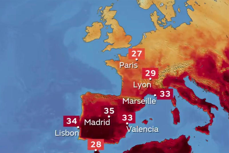 Spanish and Portuguese temperatures to exceed 40C, France issues orange alert for ‘stifling’ heatwave, In Greece, summer wildfires force Athens evacuations, Popular Italian destinations swelter in prolonged heatwave