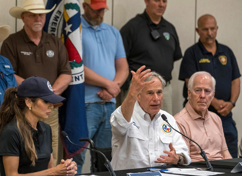 Key Points, Death toll climbs to 67 across Central Texas, Eleven campers, one counselor missing from Camp Mystic, At least 21 children are deceased, Trump says he signed a major disaster declaration for Kerr County, Pope Leo offers condolences and prayers to victims of Texas floods, Death toll rises to 59, Watch: Rescuers search around Camp Mystic for survivors of Texas flash floods, Flood watches and warnings issued for central Texas, Sunday declared 'day of prayer' for Texas state, Helicopters and drones used in frantic search, What happened when the floods first broke out?, Texas officials prioritizing search and rescue, Watch: Debris fills Guadalupe River after massive floods, Officials detail response after after 'once-in-a-century flood', Pictures from the scene of devastating Texas floods, How is the search being carried out?, Watch: Residents describe historic deadly floods in Texas, Trump says he's 'praying' for Texas families, Witness recalls 'indescribable' moment of the flooding, ICYMI: Congressman reunited with daughters after flooding, 62-year-old woman found dead in San Angelo, Death toll rises to 52, Trump 'heartbroken' over Texas flooding, Man recounts rescuing victim caught in floodwaters, Texas officials prioritizing search and rescue, Two girls died in flooding in Kerr County: report, Death toll rises to 51, 27 children still missing from Camp Mystic, Death toll rises to 43, Georgia Congressional candidate shares conspiracy theories amid floods