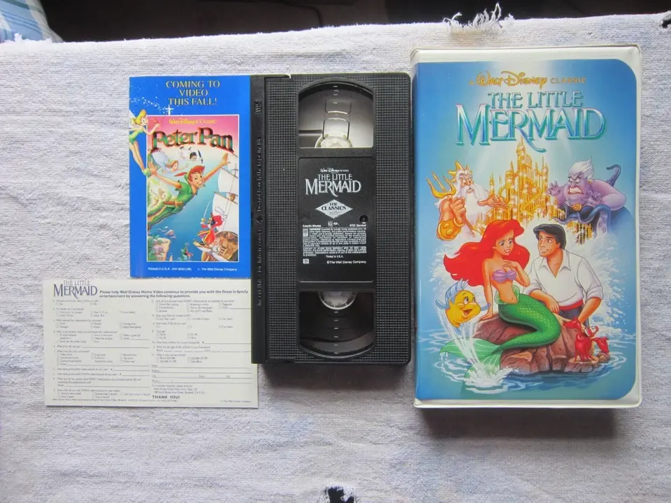 1. The Little Mermaid (Original Cover) 1. The Little Mermaid (Original VHS, 1990), 2. Beauty and the Beast (Black Diamond VHS, 1992), 3. Star Wars (Original Trilogy VHS, 1995), 4. The Godfather Trilogy (VHS, 1992), 5. E.T. The Extra-Terrestrial (VHS, 1988), 6. Snow White and the Seven Dwarfs (Black Diamond VHS, 1994), 7. Titanic (VHS, 1997), 8. The Lion King (Black Diamond VHS, 1995), 9. The Terminator (VHS, 1985), 10. Aladdin (Black Diamond VHS, 1993)