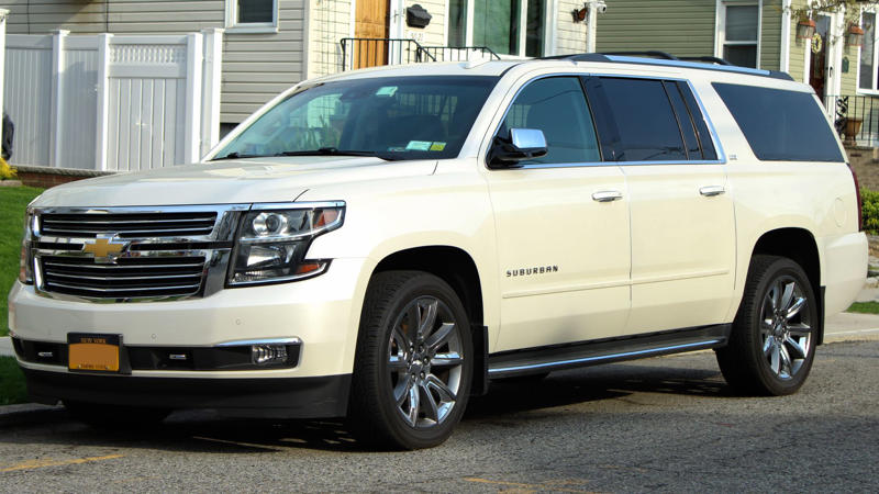 1. 2007 Chrysler Sebring, 2. 2010 Chevrolet Aveo, 3. 2014 Jeep Cherokee, 4. 2006 Ford Explorer, 5. 2012 Dodge Journey, 6. 2015 Chevrolet Suburban, 7. 2002 Pontiac Aztek, 8. 2013 Cadillac XTS, 9. 2005 Buick Rendezvous, 10. 2011 GMC Acadia, 1. 2020 Chevrolet Silverado 1500, 2. 2011 Ford Crown Victoria, 3. 2006 Chevrolet Impala SS, 4. 1996 Ford F-150, 5. 2015 Dodge Charger (V6), 6. 2004 Mercury Grand Marquis, 7. 2019 Lincoln Continental, 8. 2022 Chevrolet Tahoe, 9. 2008 Hummer H3, 10. 2003 Lincoln LS