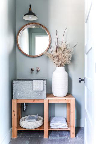 Light Blue, Mushroom, Pastel Green, Off-White, Pale Blue-Gray, Muted Sage, Warm White, Forest Green, Chocolate Brown