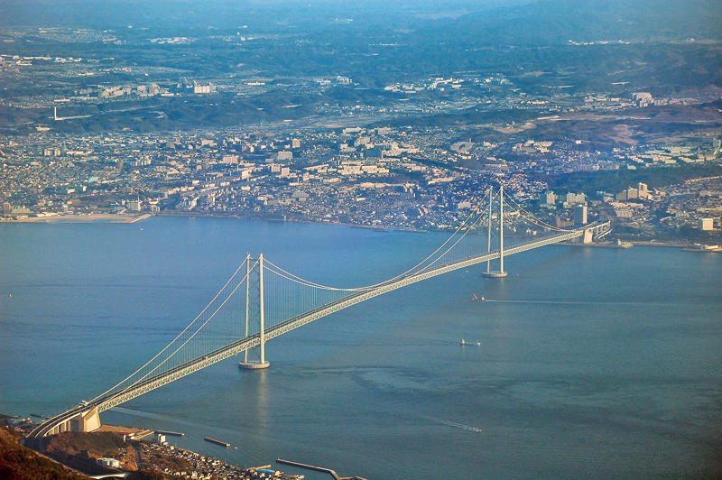 2: Akashi Kaiko Bridge, Japan – 1991 metres (6532ft, 1.24 miles) 20: Golden Gate Bridge, USA – 1280 metres (4199ft, 0.8 miles), 19: Verrazzano-Narrows Bridge, USA – 1298 metres (4258ft, 0.8 miles), 18: Hardanger Bridge, Norway – 1310 metres (4297ft, 0.81 miles), 17: Tsing Ma Bridge, Hong Kong – 1377 metres (4517ft, 0.86 miles), 16: Jiangyin Bridge, China – 1385 metres (4544ft, 0.86 miles), 15: Jin’an Bridge, China – 1386 metres (4547ft, 0.86 miles), 14: Yavuz Sultan Selim Bridge, Turkey – 1408 metres (4619ft, 0.87 miles), 13: Humber Bridge, UK – 1410 metres, 12: Nanjing Qixiashan Yangtze River Bridge, China – 1418 metres (4652ft, 0.88 miles), 11: Second Dongting Bridge, China – 1480 metres (4855ft, 0.92 miles), 10: Runyang Bridge, China – 1490 metres (4888ft, 0.93 miles), 9: Yi Sun-sin Bridge, South Korea – 1545 metres (5068ft, 0.96 miles), 8: Osman Gazi Bridge, Turkey – 1550 metres (5085ft, 0.96 miles), 7: Great Belt Bridge, Denmark – 1624 metres (5328ft, 1.0 miles), 6: Xihoumen Bridge, China – 1650 metres (5414ft, 1.03 miles), 5: Shenzhen-Zhongshan Bridge, China – 1666 metres (5466ft, 1.04 miles), 4: Nansha Bridge, China – 1688 metres (5538ft, 1.05 miles), 3: Yangsigang Yangtze River Bridge, China – 1700 metres (5577ft, 1.06 miles), 2: Akashi Kaiko Bridge, Japan – 1991 metres (6532ft, 1.24 miles)