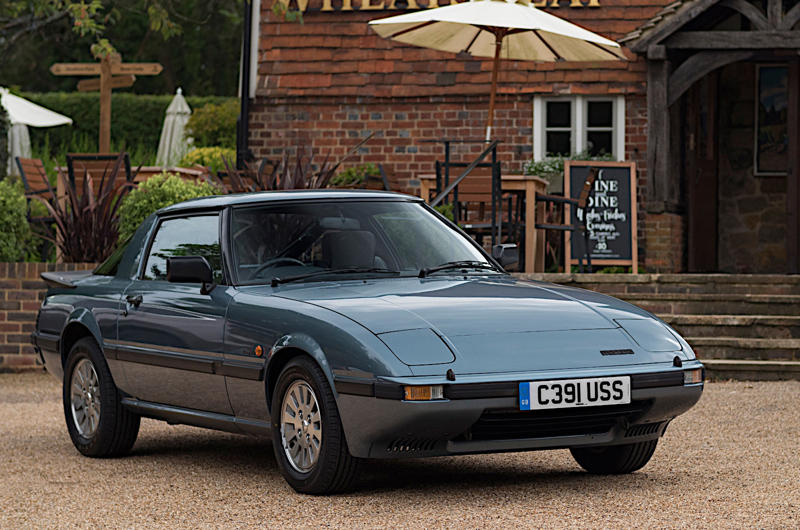 20. Mazda RX-7 1. Alfa Romeo Spider/1750, 2. AMC Pacer, 3. Chevrolet Aerovette, 4. Chevrolet Monza, 5. Chevrolet Vega, 6. Citroën GS Birotor, 7. Citroën M35, 8. Eunos Cosmo, 10. Mazda 787B, 11. Mazda B-series, 12. Mazda Cosmo Sport, 13. Mazda Luce, 14. Mazda R100, 15. Mazda Roadpacer AP, 16. Mazda RX-2, 17. Mazda RX-3, 18. Mazda RX-4, 19. Mazda RX-5, 20. Mazda RX-7, 21. Mercedes-Benz C111, 22. Nissan Sunny, 23. NSU Ro80, 24. NSU Spider