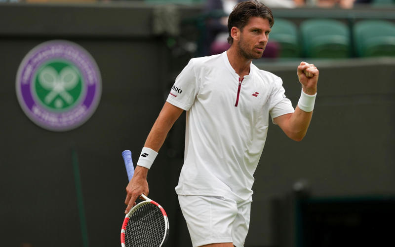 07:24 PM BST, Victory moment for Norrie, 07:22 PM BST, Today’s men’s results and latest scores, 07:17 PM BST, The thoughts of Cameron Norrie, 07:09 PM BST, Meanwhile on Centre Court, 07:07 PM BST, What a match!, 07:06 PM BST, Norrie into the quarter-finals, 07:03 PM BST, Norrie 6-3, 7-6 (7-4), 6-7 (7-9), 6-7 (5-7), 5-3 Jarry*, 06:57 PM BST, Norrie* 6-3, 7-6 (7-4), 6-7 (7-9), 6-7 (5-7), 5-2 Jarry, 06:53 PM BST, Norrie 6-3, 7-6 (7-4), 6-7 (7-9), 6-7 (5-7), 4-2 Jarry*, 06:43 PM BST, Norrie* 6-3, 7-6 (7-4), 6-7 (7-9), 6-7 (5-7), 4-1 Jarry, 06:41 PM BST, Norrie 6-3, 7-6 (7-4), 6-7 (7-9), 6-7 (5-7), 3-1 Jarry*, 06:37 PM BST, Norrie* 6-3, 7-6 (7-4), 6-7 (7-9), 6-7 (5-7), 3-0 Jarry, 06:27 PM BST, Norrie 6-3, 7-6 (7-4), 6-7 (7-9), 6-7 (5-7), 2-0 Jarry*, 06:21 PM BST, Fifth set: Norrie* 6-3, 7-6 (7-4), 6-7 (7-9), 6-7 (5-7), 1-0 Jarry, 06:12 PM BST, Jarry takes us to decider, 06:03 PM BST, Norrie* 6-3, 7-6 (7-4), 6-7 (7-9), 6-6 Jarry, 05:57 PM BST, Norrie 6-3, 7-6 (7-4), 6-7 (7-9), 5-6 Jarry*, 05:55 PM BST, Norrie* 6-3, 7-6 (7-4), 6-7 (7-9), 5-5 Jarry, 05:50 PM BST, Norrie 6-3, 7-6 (7-4), 6-7 (7-9), 4-5 Jarry*, 05:45 PM BST, Norrie* 6-3, 7-6 (7-4), 6-7 (7-9), 4-4 Jarry, 05:40 PM BST, Norrie 6-3, 7-6 (7-4), 6-7 (7-9), 3-4 Jarry*, 05:38 PM BST, Norrie* 6-3, 7-6 (7-4), 6-7 (7-9), 3-3 Jarry, 05:28 PM BST, Norrie 6-3, 7-6 (7-4), 6-7 (7-9), 2-3 Jarry*, 05:23 PM BST, Norrie* 6-3, 7-6 (7-4), 6-7 (7-9), 2-2 Jarry, 05:21 PM BST, Norrie 6-3, 7-6 (7-4), 6-7 (7-9), 1-2 Jarry*, 05:17 PM BST, Norrie* 6-3, 7-6 (7-4), 6-7 (7-9), 1-1 Jarry, 05:14 PM BST, Fourth set: Norrie 6-3, 7-6 (7-4), 6-7 (7-9), 0-1 Jarry*, 05:09 PM BST, Jarry claims the third set in a tie-break, 04:57 PM BST, Norrie 6-3, 7-6 (7-4), 6-6 Jarry*, 04:54 PM BST, Norrie* 6-3, 7-6 (7-4), 6-5 Jarry, 04:51 PM BST, Norrie 6-3, 7-6 (7-4), 5-5 Jarry*, 04:47 PM BST, Norrie* 6-3, 7-6 (7-4), 5-4 Jarry, 04:45 PM BST, Norrie 6-3, 7-6 (7-4), 4-4 Jarry*, 04:42 PM BST, Norrie* 6-3, 7-6 (7-4), 4-3 Jarry, 04:37 PM BST, Norrie 6-3, 7-6 (7-4), 3-3 Jarry*, 04:33 PM BST, Norrie* 6-3, 7-6 (7-4), 3-2 Jarry, 04:30 PM BST, Norrie 6-3, 7-6 (7-4), 2-2 Jarry*, 04:21 PM BST, Norrie* 6-3, 7-6 (7-4), 2-1 Jarry, 04:20 PM BST, Norrie 6-3, 7-6 (7-4), 1-1 Jarry*, 04:15 PM BST, Third set: Norrie* 6-3, 7-6 (7-4), 1-0 Jarry, 04:07 PM BST, Norrie takes second set 7-6 (7-4), 03:59 PM BST, Norrie* 6-3, 6-6 Jarry, 03:55 PM BST, Norrie 6-3, 5-6 Jarry*, 03:53 PM BST, Norrie* 6-3, 5-5 Jarry, 03:49 PM BST, Norrie 6-3, 4-5 Jarry*, 03:45 PM BST, Norrie* 6-3, 4-4 Jarry, 03:41 PM BST, Norrie 6-3, 3-4 Jarry*, 03:36 PM BST, Norrie* 6-3, 3-3 Jarry, 03:31 PM BST, Norrie 6-3, 2-3 Jarry*, 03:27 PM BST, Norrie* 6-3, 2-2 Jarry, 03:24 PM BST, Norrie 6-3, 1-2 Jarry*, 03:20 PM BST, Norrie* 6-3, 1-1 Jarry, 03:17 PM BST, Second set: Norrie 6-3, 0-1 Jarry*, 03:09 PM BST, Norrie takes first set 6-3, 03:06 PM BST, Norrie 5-3 Jarry*, 03:01 PM BST, Norrie* 4-3 Jarry, 02:58 PM BST, Norrie 3-3 Jarry*, 02:55 PM BST, Norrie* 3-2 Jarry, 02:53 PM BST, Norrie 2-2 Jarry*, 02:49 PM BST, Norrie* 2-1 Jarry, 02:47 PM BST, Norrie 1-1 Jarry*, 02:42 PM BST, First set: Cameron Norrie* 1-0 Nicolas Jarry (*denotes server), 02:38 PM BST, Here we go, 02:35 PM BST, Nearly ready for action, 02:33 PM BST, Route to this stage, 02:29 PM BST, On Centre Court, 02:25 PM BST, Thank goodness for a roof!, 02:18 PM BST, GB Davis Cup captain Leon Smith on BBC Radio 5 Live, 02:13 PM BST, Earlier than planned, 02:10 PM BST, Can Norrie reach the quarter-finals?
