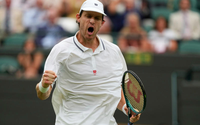 07:24 PM BST, Victory moment for Norrie, 07:22 PM BST, Today’s men’s results and latest scores, 07:17 PM BST, The thoughts of Cameron Norrie, 07:09 PM BST, Meanwhile on Centre Court, 07:07 PM BST, What a match!, 07:06 PM BST, Norrie into the quarter-finals, 07:03 PM BST, Norrie 6-3, 7-6 (7-4), 6-7 (7-9), 6-7 (5-7), 5-3 Jarry*, 06:57 PM BST, Norrie* 6-3, 7-6 (7-4), 6-7 (7-9), 6-7 (5-7), 5-2 Jarry, 06:53 PM BST, Norrie 6-3, 7-6 (7-4), 6-7 (7-9), 6-7 (5-7), 4-2 Jarry*, 06:43 PM BST, Norrie* 6-3, 7-6 (7-4), 6-7 (7-9), 6-7 (5-7), 4-1 Jarry, 06:41 PM BST, Norrie 6-3, 7-6 (7-4), 6-7 (7-9), 6-7 (5-7), 3-1 Jarry*, 06:37 PM BST, Norrie* 6-3, 7-6 (7-4), 6-7 (7-9), 6-7 (5-7), 3-0 Jarry, 06:27 PM BST, Norrie 6-3, 7-6 (7-4), 6-7 (7-9), 6-7 (5-7), 2-0 Jarry*, 06:21 PM BST, Fifth set: Norrie* 6-3, 7-6 (7-4), 6-7 (7-9), 6-7 (5-7), 1-0 Jarry, 06:12 PM BST, Jarry takes us to decider, 06:03 PM BST, Norrie* 6-3, 7-6 (7-4), 6-7 (7-9), 6-6 Jarry, 05:57 PM BST, Norrie 6-3, 7-6 (7-4), 6-7 (7-9), 5-6 Jarry*, 05:55 PM BST, Norrie* 6-3, 7-6 (7-4), 6-7 (7-9), 5-5 Jarry, 05:50 PM BST, Norrie 6-3, 7-6 (7-4), 6-7 (7-9), 4-5 Jarry*, 05:45 PM BST, Norrie* 6-3, 7-6 (7-4), 6-7 (7-9), 4-4 Jarry, 05:40 PM BST, Norrie 6-3, 7-6 (7-4), 6-7 (7-9), 3-4 Jarry*, 05:38 PM BST, Norrie* 6-3, 7-6 (7-4), 6-7 (7-9), 3-3 Jarry, 05:28 PM BST, Norrie 6-3, 7-6 (7-4), 6-7 (7-9), 2-3 Jarry*, 05:23 PM BST, Norrie* 6-3, 7-6 (7-4), 6-7 (7-9), 2-2 Jarry, 05:21 PM BST, Norrie 6-3, 7-6 (7-4), 6-7 (7-9), 1-2 Jarry*, 05:17 PM BST, Norrie* 6-3, 7-6 (7-4), 6-7 (7-9), 1-1 Jarry, 05:14 PM BST, Fourth set: Norrie 6-3, 7-6 (7-4), 6-7 (7-9), 0-1 Jarry*, 05:09 PM BST, Jarry claims the third set in a tie-break, 04:57 PM BST, Norrie 6-3, 7-6 (7-4), 6-6 Jarry*, 04:54 PM BST, Norrie* 6-3, 7-6 (7-4), 6-5 Jarry, 04:51 PM BST, Norrie 6-3, 7-6 (7-4), 5-5 Jarry*, 04:47 PM BST, Norrie* 6-3, 7-6 (7-4), 5-4 Jarry, 04:45 PM BST, Norrie 6-3, 7-6 (7-4), 4-4 Jarry*, 04:42 PM BST, Norrie* 6-3, 7-6 (7-4), 4-3 Jarry, 04:37 PM BST, Norrie 6-3, 7-6 (7-4), 3-3 Jarry*, 04:33 PM BST, Norrie* 6-3, 7-6 (7-4), 3-2 Jarry, 04:30 PM BST, Norrie 6-3, 7-6 (7-4), 2-2 Jarry*, 04:21 PM BST, Norrie* 6-3, 7-6 (7-4), 2-1 Jarry, 04:20 PM BST, Norrie 6-3, 7-6 (7-4), 1-1 Jarry*, 04:15 PM BST, Third set: Norrie* 6-3, 7-6 (7-4), 1-0 Jarry, 04:07 PM BST, Norrie takes second set 7-6 (7-4), 03:59 PM BST, Norrie* 6-3, 6-6 Jarry, 03:55 PM BST, Norrie 6-3, 5-6 Jarry*, 03:53 PM BST, Norrie* 6-3, 5-5 Jarry, 03:49 PM BST, Norrie 6-3, 4-5 Jarry*, 03:45 PM BST, Norrie* 6-3, 4-4 Jarry, 03:41 PM BST, Norrie 6-3, 3-4 Jarry*, 03:36 PM BST, Norrie* 6-3, 3-3 Jarry, 03:31 PM BST, Norrie 6-3, 2-3 Jarry*, 03:27 PM BST, Norrie* 6-3, 2-2 Jarry, 03:24 PM BST, Norrie 6-3, 1-2 Jarry*, 03:20 PM BST, Norrie* 6-3, 1-1 Jarry, 03:17 PM BST, Second set: Norrie 6-3, 0-1 Jarry*, 03:09 PM BST, Norrie takes first set 6-3, 03:06 PM BST, Norrie 5-3 Jarry*, 03:01 PM BST, Norrie* 4-3 Jarry, 02:58 PM BST, Norrie 3-3 Jarry*, 02:55 PM BST, Norrie* 3-2 Jarry, 02:53 PM BST, Norrie 2-2 Jarry*, 02:49 PM BST, Norrie* 2-1 Jarry, 02:47 PM BST, Norrie 1-1 Jarry*, 02:42 PM BST, First set: Cameron Norrie* 1-0 Nicolas Jarry (*denotes server), 02:38 PM BST, Here we go, 02:35 PM BST, Nearly ready for action, 02:33 PM BST, Route to this stage, 02:29 PM BST, On Centre Court, 02:25 PM BST, Thank goodness for a roof!, 02:18 PM BST, GB Davis Cup captain Leon Smith on BBC Radio 5 Live, 02:13 PM BST, Earlier than planned, 02:10 PM BST, Can Norrie reach the quarter-finals?
