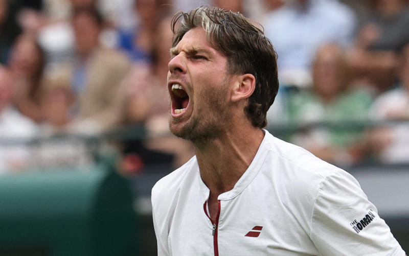 07:24 PM BST, Victory moment for Norrie, 07:22 PM BST, Today’s men’s results and latest scores, 07:17 PM BST, The thoughts of Cameron Norrie, 07:09 PM BST, Meanwhile on Centre Court, 07:07 PM BST, What a match!, 07:06 PM BST, Norrie into the quarter-finals, 07:03 PM BST, Norrie 6-3, 7-6 (7-4), 6-7 (7-9), 6-7 (5-7), 5-3 Jarry*, 06:57 PM BST, Norrie* 6-3, 7-6 (7-4), 6-7 (7-9), 6-7 (5-7), 5-2 Jarry, 06:53 PM BST, Norrie 6-3, 7-6 (7-4), 6-7 (7-9), 6-7 (5-7), 4-2 Jarry*, 06:43 PM BST, Norrie* 6-3, 7-6 (7-4), 6-7 (7-9), 6-7 (5-7), 4-1 Jarry, 06:41 PM BST, Norrie 6-3, 7-6 (7-4), 6-7 (7-9), 6-7 (5-7), 3-1 Jarry*, 06:37 PM BST, Norrie* 6-3, 7-6 (7-4), 6-7 (7-9), 6-7 (5-7), 3-0 Jarry, 06:27 PM BST, Norrie 6-3, 7-6 (7-4), 6-7 (7-9), 6-7 (5-7), 2-0 Jarry*, 06:21 PM BST, Fifth set: Norrie* 6-3, 7-6 (7-4), 6-7 (7-9), 6-7 (5-7), 1-0 Jarry, 06:12 PM BST, Jarry takes us to decider, 06:03 PM BST, Norrie* 6-3, 7-6 (7-4), 6-7 (7-9), 6-6 Jarry, 05:57 PM BST, Norrie 6-3, 7-6 (7-4), 6-7 (7-9), 5-6 Jarry*, 05:55 PM BST, Norrie* 6-3, 7-6 (7-4), 6-7 (7-9), 5-5 Jarry, 05:50 PM BST, Norrie 6-3, 7-6 (7-4), 6-7 (7-9), 4-5 Jarry*, 05:45 PM BST, Norrie* 6-3, 7-6 (7-4), 6-7 (7-9), 4-4 Jarry, 05:40 PM BST, Norrie 6-3, 7-6 (7-4), 6-7 (7-9), 3-4 Jarry*, 05:38 PM BST, Norrie* 6-3, 7-6 (7-4), 6-7 (7-9), 3-3 Jarry, 05:28 PM BST, Norrie 6-3, 7-6 (7-4), 6-7 (7-9), 2-3 Jarry*, 05:23 PM BST, Norrie* 6-3, 7-6 (7-4), 6-7 (7-9), 2-2 Jarry, 05:21 PM BST, Norrie 6-3, 7-6 (7-4), 6-7 (7-9), 1-2 Jarry*, 05:17 PM BST, Norrie* 6-3, 7-6 (7-4), 6-7 (7-9), 1-1 Jarry, 05:14 PM BST, Fourth set: Norrie 6-3, 7-6 (7-4), 6-7 (7-9), 0-1 Jarry*, 05:09 PM BST, Jarry claims the third set in a tie-break, 04:57 PM BST, Norrie 6-3, 7-6 (7-4), 6-6 Jarry*, 04:54 PM BST, Norrie* 6-3, 7-6 (7-4), 6-5 Jarry, 04:51 PM BST, Norrie 6-3, 7-6 (7-4), 5-5 Jarry*, 04:47 PM BST, Norrie* 6-3, 7-6 (7-4), 5-4 Jarry, 04:45 PM BST, Norrie 6-3, 7-6 (7-4), 4-4 Jarry*, 04:42 PM BST, Norrie* 6-3, 7-6 (7-4), 4-3 Jarry, 04:37 PM BST, Norrie 6-3, 7-6 (7-4), 3-3 Jarry*, 04:33 PM BST, Norrie* 6-3, 7-6 (7-4), 3-2 Jarry, 04:30 PM BST, Norrie 6-3, 7-6 (7-4), 2-2 Jarry*, 04:21 PM BST, Norrie* 6-3, 7-6 (7-4), 2-1 Jarry, 04:20 PM BST, Norrie 6-3, 7-6 (7-4), 1-1 Jarry*, 04:15 PM BST, Third set: Norrie* 6-3, 7-6 (7-4), 1-0 Jarry, 04:07 PM BST, Norrie takes second set 7-6 (7-4), 03:59 PM BST, Norrie* 6-3, 6-6 Jarry, 03:55 PM BST, Norrie 6-3, 5-6 Jarry*, 03:53 PM BST, Norrie* 6-3, 5-5 Jarry, 03:49 PM BST, Norrie 6-3, 4-5 Jarry*, 03:45 PM BST, Norrie* 6-3, 4-4 Jarry, 03:41 PM BST, Norrie 6-3, 3-4 Jarry*, 03:36 PM BST, Norrie* 6-3, 3-3 Jarry, 03:31 PM BST, Norrie 6-3, 2-3 Jarry*, 03:27 PM BST, Norrie* 6-3, 2-2 Jarry, 03:24 PM BST, Norrie 6-3, 1-2 Jarry*, 03:20 PM BST, Norrie* 6-3, 1-1 Jarry, 03:17 PM BST, Second set: Norrie 6-3, 0-1 Jarry*, 03:09 PM BST, Norrie takes first set 6-3, 03:06 PM BST, Norrie 5-3 Jarry*, 03:01 PM BST, Norrie* 4-3 Jarry, 02:58 PM BST, Norrie 3-3 Jarry*, 02:55 PM BST, Norrie* 3-2 Jarry, 02:53 PM BST, Norrie 2-2 Jarry*, 02:49 PM BST, Norrie* 2-1 Jarry, 02:47 PM BST, Norrie 1-1 Jarry*, 02:42 PM BST, First set: Cameron Norrie* 1-0 Nicolas Jarry (*denotes server), 02:38 PM BST, Here we go, 02:35 PM BST, Nearly ready for action, 02:33 PM BST, Route to this stage, 02:29 PM BST, On Centre Court, 02:25 PM BST, Thank goodness for a roof!, 02:18 PM BST, GB Davis Cup captain Leon Smith on BBC Radio 5 Live, 02:13 PM BST, Earlier than planned, 02:10 PM BST, Can Norrie reach the quarter-finals?
