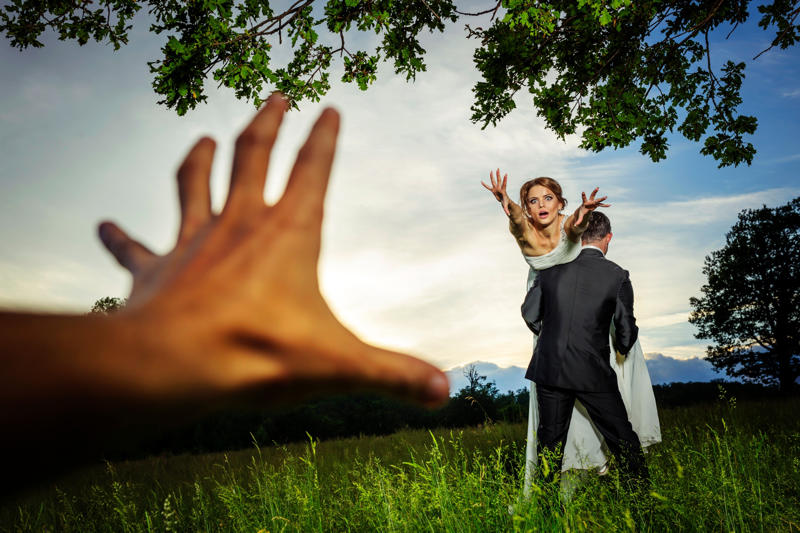 Bride kidnapping Some wedding traditions aren’t as 'innocent' as you think, The bridal veil, Exchanging rings, Carrying the bride over the threshold, The wedding cake, The bride’s garter, Stepping on a glass, Bride kidnapping