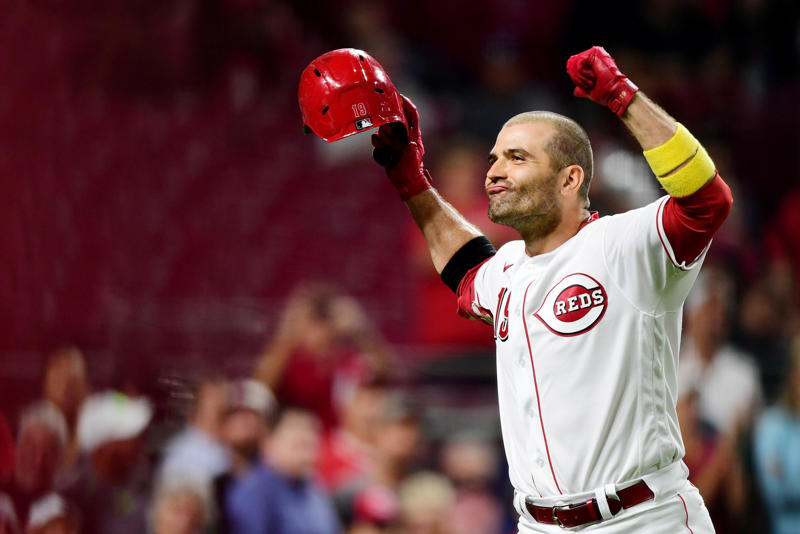 Manager: Sparky Anderson, Starting pitcher: Eppa Rixey, Reliever/closer: Danny Graves, Catcher: Johnny Bench, 1B: Joey Votto, 2B: Joe Morgan, 3B: Pete Rose, SS: Barry Larkin, OF: George Foster, OF: Eric Davis, OF: Frank Robinson, DH: Tony Perez