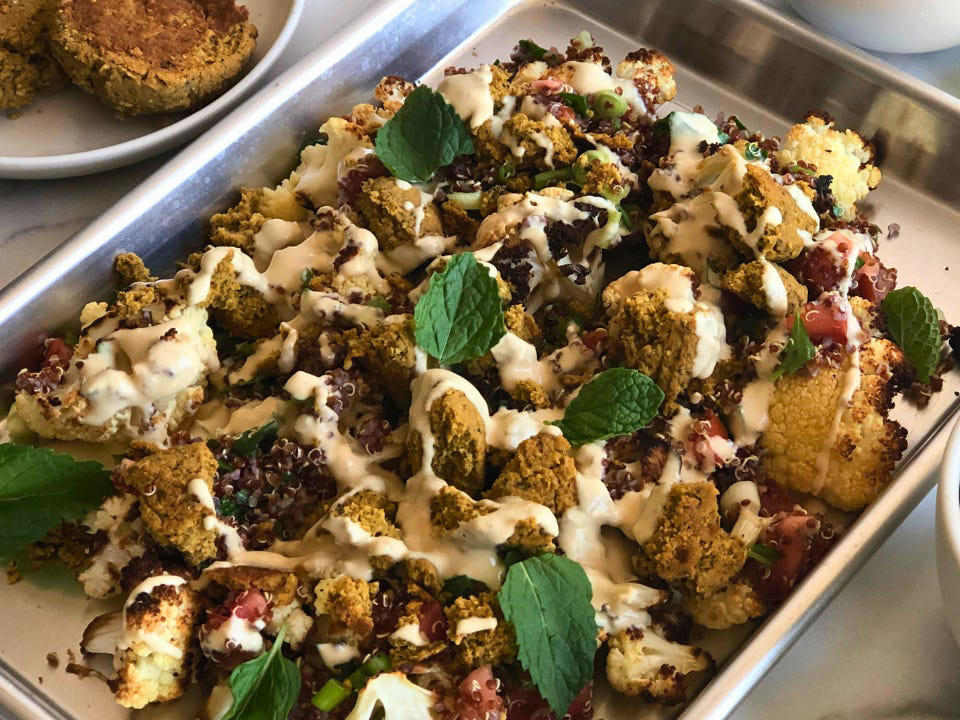 These stuffed pita pockets are a crowd pleaser, This hearty Italian dinner feels like comfort food, This Caprese-inspired sheet-pan meal feels fancy, but it's foolproof, These Mediterranean-inspired cauliflower nachos are satisfying and guilt-free, Baked ravioli is my family's favorite way to eat pasta