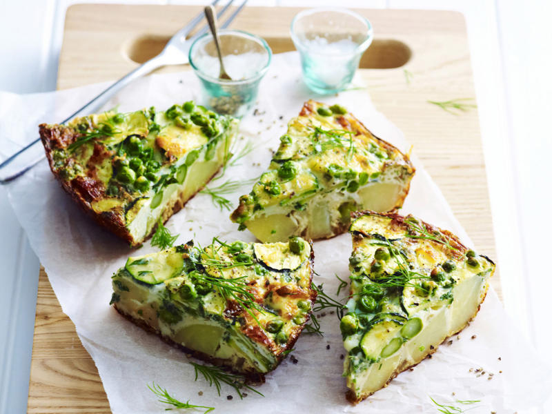 Can you reheat frittata?, Frittata recipes for breakfast, lunch and dinner, Mega vegie and haloumi frittata , Basil frittata with smoked salmon , Rainbow chard and three-cheese frittata , Roast pumpkin and zucchini frittata , Roasted pumpkin, spinach and fetta slice , Primavera frittata , Asparagus, tomato, ricotta and basil frittata , Potato, capsicum and spinach frittata , Quick three-cheese frittata , Kale and quinoa frittata , Pea and broad bean frittata , Rocket and prosciutto frittata , Ham and egg frittata , Chorizo & potato frittata , Asparagus frittata , Silverbeet frittata , Smoked trout frittata , Chilli and vegetable frittata , Broccoli and cheese frittata , Baked potato, ham and cheese frittata , Spanish frittata , Wild mushroom and green onion frittata , Potato, capsicum and olive frittata , Three-cheese pasta frittata , Zucchini and corn frittatas , Capsicum and potato frittata , Green power mini frittatas with spinach and feta , Bacon, pea and corn frittata , Asparagus & fetta frittata , Zucchini flower and tomato frittata , Tomato, feta and pancetta frittata , Why we love these frittatas, More quick & easy recipes