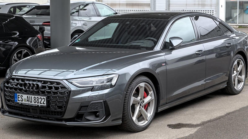 4. Audi A8 1. Tesla Model S, 2. BMW 7 Series, 3. Mercedes-Benz E-Class, 4. Audi A8, 5. Ford Escape, 6. Hyundai Sonata, 7. Lincoln Navigator, 8. Toyota Prius, 9. Nissan Rogue, 10. Volvo XC60, 11. Lexus LS, 12. Genesis GV80, 13. Volkswagen ID.4, 14. Chevrolet Equinox, 15. Cadillac CT5, 16. Kia Sportage, 17. Land Rover Range Rover, 18. Porsche Cayenne, 19. Peugeot 3008, 20. Skoda Superb