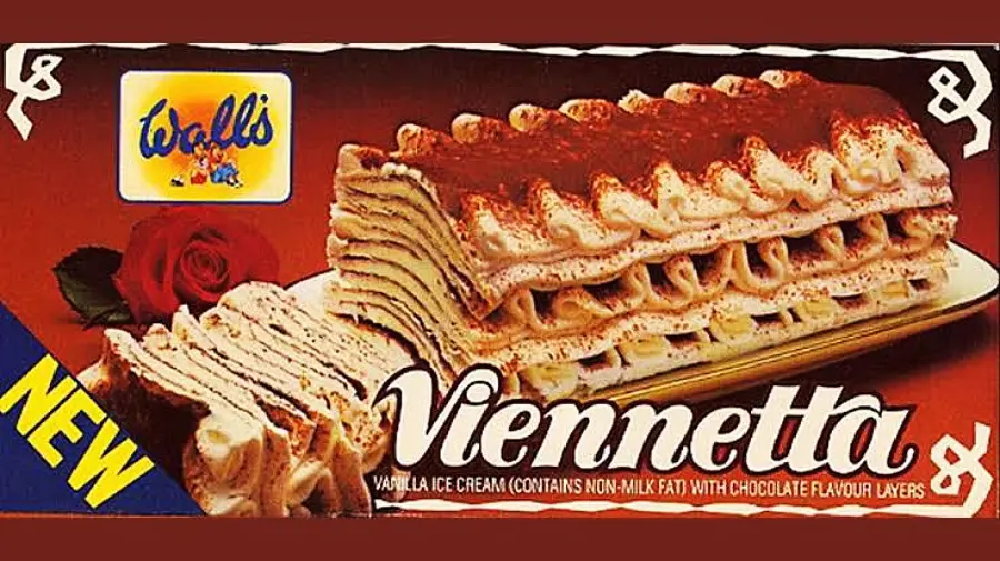 1. Jell-O Salad, 2. Tuna Noodle Casserole, 3. Libbyland Dinners, 5. Carnation Breakfast Bars, 6. Beefaroni, 7. Aspic, 8. Space Food Sticks, 9. Mayonnaise Cake, 10. Chicken à la King, 11. Dippy Eggs in Toast, 12. Viennetta Ice Cream Cake, 13. Ham in a Can, 14. Tuna Wiggle, 15. TV Dinner Turkey and Gravy, 16. Pudding Cups in Metal Cans, 17. Gelatin-Filled Deviled Eggs, 18. Clam Dip, 19. Beef Tongue Sandwiches