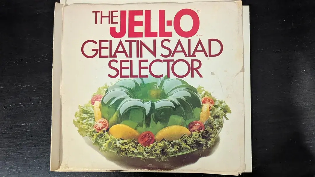 1. Jell-O Salad, 2. Tuna Noodle Casserole, 3. Libbyland Dinners, 5. Carnation Breakfast Bars, 6. Beefaroni, 7. Aspic, 8. Space Food Sticks, 9. Mayonnaise Cake, 10. Chicken à la King, 11. Dippy Eggs in Toast, 12. Viennetta Ice Cream Cake, 13. Ham in a Can, 14. Tuna Wiggle, 15. TV Dinner Turkey and Gravy, 16. Pudding Cups in Metal Cans, 17. Gelatin-Filled Deviled Eggs, 18. Clam Dip, 19. Beef Tongue Sandwiches