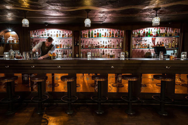 Del Monte Speakeasy Bar Bandini, Bar Next Door, Thunderbolt, Death & Co., Gracias Madre, Esters Wine Shop & Bar, Accomplice, Everson Royce Bar, Mezcal Bar at Laurel Hardware, Apotheke, Del Monte Speakeasy, Scopa Italian Roots, Musso and Frank Grill, The Broken Shaker Los Angeles, The Black Cat, Bar Covell, The Virgil, Bar at Chateau Marmont, The Tower Bar