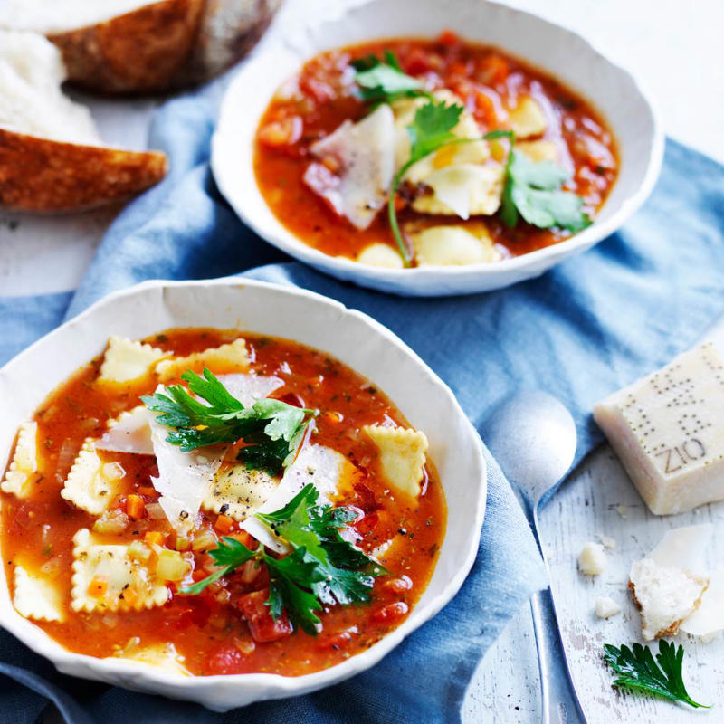 Can I freeze these soups?, Vegetable soup recipes to try,          Quick &amp; easy minestrone &amp; ravioli soup      ,          Quick &amp; easy potato soup with cheddar toasts      ,          Traditional Italian minestrone soup      ,          Smoky mushroom soup with garlic labne      ,          Indian-spiced red lentil and pumpkin soup      ,          Slow cooker curried lentil and tomato soup      ,          Potato and pea soup with pesto, ricotta cream and crispy croutons      ,          Slow-cooker coconut pumpkin soup      ,          Tuscan tomato bread soup      ,          Speedy tofu laksa      ,          Mushroom hot &amp; sour soup      ,          Broccoli and kale soup with lemon creme fraiche      ,          Roasted tomato soup with broccoli pesto      ,          Cauliflower cream soup with mushrooms      ,          Barley and vegetable soup with crunchy seeds      ,          Sweet corn soup with ginger      ,          Spinach, rocket &amp; pea soup with brie croûtes      ,          Spiced lentil and roasted kumara soup      ,          Tomato and fennel soup      ,          Spiced carrot soup with smoked almonds      ,          Cauliflower and parsnip soup      ,          Cream of celeriac soup      ,          Creamy sweet potato and fennel soup with parmesan wafers      ,          Ratatouille soup with pistou      ,          Moroccan vegetable soup with harissa      ,          Spiced pumpkin soup with cinnamon cream      ,          Potato soup with capsicum &amp; almonds      , What to serve with these vegetable soups, More vegetarian comfort meals