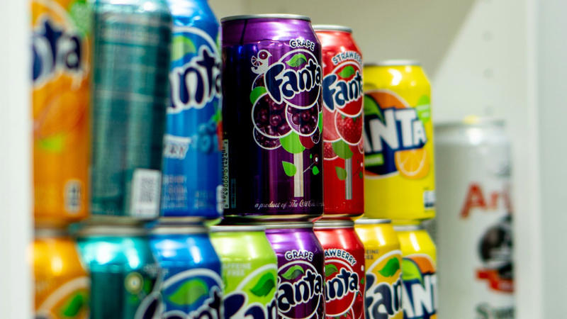 4. Fanta Grape 1. Crush Pineapple, 2. Mug Cream Soda, 3. Mountain Dew Voltage, 4. Fanta Grape, 5. Crush Peach, 6. Mountain Dew, 7. Virgil’s Root Beer, 8. Mountain Dew Code Red, 9. Sun Drop, 10. Mug Root Beer, 1. Coca-Cola, 2. Dr. Pepper, 3. Sprite, 4. Pepsi, 5. A&W Root Beer, 6. Fanta Orange, 7. Jarritos, 8. Cherry Coke, 10. Canada Dry Ginger Ale