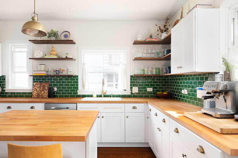 Sterile White Kitchens, Glass Backsplashes, Open Shelving, Thick-Veined Quartz, Subway Tile, Design Defined, Further Reading