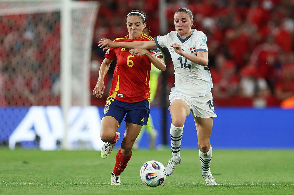 Spain v Switzerland LIVE: Women's Euro 2025 updates , What Spain’s celebrations revealed about the Women’s Euro 2025 favourites, FULL TIME! Spain 2-0 Switzerland, FULL TIME! Spain 2-0 Switzerland, FULL TIME! Spain 2-0 Switzerland, FULL TIME! Spain 2-0 Switzerland, RED CARD! Spain 2-0 Switzerland, MISSED PENALTY! Spain 2-0 Switzerland, PENALTY! Spain 2-0 Switzerland, Spain 2-0 Switzerland, Spain 2-0 Switzerland, GOAL! Spain 2-0 Switzerland (PINA 70'), GOAL! Spain 1-0 Switzerland (DEL CASTILLO 65'), Spain 0-0 Switzerland, Spain 0-0 Switzerland, Spain 0-0 Switzerland, Spain 0-0 Switzerland, Spain 0-0 Switzerland, Spain 0-0 Switzerland, Spain 0-0 Switzerland, HALF TIME! Spain 0-0 Switzerland, Spain 0-0 Switzerland, Spain 0-0 Switzerland, Spain 0-0 Switzerland, Spain 0-0 Switzerland, Spain 0-0 Switzerland, Spain 0-0 Switzerland, Spain 0-0 Switzerland, Spain 0-0 Switzerland, Spain 0-0 Switzerland, Spain 0-0 Switzerland, Spain 0-0 Switzerland, Spain 0-0 Switzerland, MISSED PENALTY! Spain 0-0 Switzerland, PENALTY! Spain 0-0 Switzerland, Spain 0-0 Switzerland, Spain 0-0 Switzerland, KICK-OFF! Spain 0-0 Switzerland, Spain v Switzerland, Spain back to full strength, Pre-match thoughts from Pia Sundhage, Pre-match thoughts from Montse Tome, Chloe Kelly brings magic and sheer chaos as England abandon all logic, Spain vs Switzerland line-ups, Switzerland dreaming of Euro 2025 shock against dominant Spain, Aitana Bonmati grateful to be playing Women's Euro 2025 quarter-finals, Spain v Switzerland prediction: Good luck Switzerland, What is the team news?, When is Spain v Switzerland?, How can I watch it?