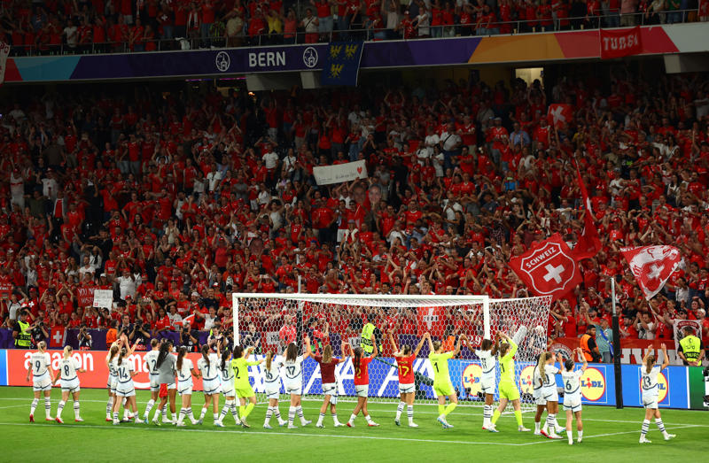 Spain v Switzerland LIVE: Women's Euro 2025 updates , What Spain’s celebrations revealed about the Women’s Euro 2025 favourites, FULL TIME! Spain 2-0 Switzerland, FULL TIME! Spain 2-0 Switzerland, FULL TIME! Spain 2-0 Switzerland, FULL TIME! Spain 2-0 Switzerland, RED CARD! Spain 2-0 Switzerland, MISSED PENALTY! Spain 2-0 Switzerland, PENALTY! Spain 2-0 Switzerland, Spain 2-0 Switzerland, Spain 2-0 Switzerland, GOAL! Spain 2-0 Switzerland (PINA 70'), GOAL! Spain 1-0 Switzerland (DEL CASTILLO 65'), Spain 0-0 Switzerland, Spain 0-0 Switzerland, Spain 0-0 Switzerland, Spain 0-0 Switzerland, Spain 0-0 Switzerland, Spain 0-0 Switzerland, Spain 0-0 Switzerland, HALF TIME! Spain 0-0 Switzerland, Spain 0-0 Switzerland, Spain 0-0 Switzerland, Spain 0-0 Switzerland, Spain 0-0 Switzerland, Spain 0-0 Switzerland, Spain 0-0 Switzerland, Spain 0-0 Switzerland, Spain 0-0 Switzerland, Spain 0-0 Switzerland, Spain 0-0 Switzerland, Spain 0-0 Switzerland, Spain 0-0 Switzerland, MISSED PENALTY! Spain 0-0 Switzerland, PENALTY! Spain 0-0 Switzerland, Spain 0-0 Switzerland, Spain 0-0 Switzerland, KICK-OFF! Spain 0-0 Switzerland, Spain v Switzerland, Spain back to full strength, Pre-match thoughts from Pia Sundhage, Pre-match thoughts from Montse Tome, Chloe Kelly brings magic and sheer chaos as England abandon all logic, Spain vs Switzerland line-ups, Switzerland dreaming of Euro 2025 shock against dominant Spain, Aitana Bonmati grateful to be playing Women's Euro 2025 quarter-finals, Spain v Switzerland prediction: Good luck Switzerland, What is the team news?, When is Spain v Switzerland?, How can I watch it?