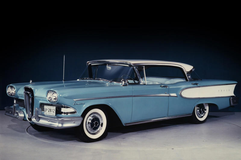 19. Edsel (1957-1959) 1. Oldsmobile (1897-2004), 2. Packard (1899-1958), 3. Marmon (1902-1933), 4. Studebaker (1902-1966), 5. Hudson (1910-1954), 6. Stutz (1911-1939), 7. Willys (1915-1955), 8. Nash (1916-1954), 9. Duesenberg (1916-1937), 10. Pontiac (1926-2010), 11. De Soto (1928-1960), 12. Plymouth (1928-2001), 13. Cord (1929-1937), 14. Mercury (1938-2011), 15. Crosley (1939-1952), 16. Tucker (1946-1950), 17. American Motors Corporation (1954-1987), 18. Imperial (1954-1983), 19. Edsel (1957-1959), 20. Merkur (1985-1990)