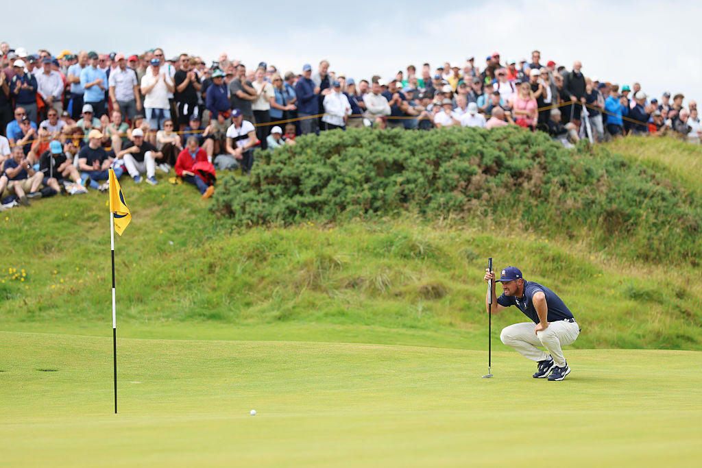 The Open 2025 - Round 2, Scottie Scheffler delivers ominous reminder to take charge at The Open 2025, Shane Lowry reacts to two-shot penalty at The Open, More from Matt Fitzpatrick:, 'Every facet of my game won on today', Scheffler misses out on record, Lowry in the red, Rahm bogeys 18, McKibbin misses cut, Chance for Scheffler to go clear, Birdie for Scheffler!, Scheffler on the move, Par for Fitzpatrick!, Fitzpatrick closing out round, More from Chris Gotterup:, Missed birdie for Fitzpatrick, Scottish Open winner in contention, Two to go for Fitzpatrick, Back and forth, Back on track for Fitzpatrick, Li reacts to second round, Scheffler setting up, Westwood in at -3, Fitzpatrick tackles 14, Weather has taken a turn, Heavy downpour hits second round at The Open in Portrush, Nice from Rahm, Double-figures for Fitzpatrick, Lowry misses birdie putt, Scheffler doesn't, Scheffler chasing, Fitzpatrick birdies again!, Li finishes on -8, Li takes on final hole of the day, Fitzpatrick into tie for lead!, The Open 2025 - Round Two, Third birdie in a row from Scheffler, Pars among leaders, What’s the cut line at present?, The Open 2025 - Round Two, Fitzpatrick bogeys, Scheffler birdies, Leaderboard update, Forst bogey for Li, Scheffler climbing up the board, The Open 2025 - Round Two, Fitzpatrick birdies again!, Pars all round, The Open 2025 - Round Two, Birdie for Fitzpatrick, Harman reacts to being clubhouse leader, Lowry birdies!, The Open prize money: How much does the winner take home?, English & Finau finish, Li moves level, McIlroy & Fleetwood done for the day, The Open 2025 - Round Two, The Open 2025 - Round Two, The Open 2025 - Round Two, The Open 2025 - Round Two, Scheffler & Lowry tee off, Rose, MacIntyre & DeChambeau done, Pars all round, Rahm & Schauffele tee off, Hatton finishes on -5, MacIntyre & Fitzpatrick birdie, Harman finishes on -8 (65), MacIntyre drops back, Aberg birdies, Birdie for McIlroy!, The Open 2025 - Round Two, Leaderboard – The Open 2025, Hojgaard finishes with a birdie to reach five under, McIlroy with five pars in succession, Li birdies the second, Hatton one off the lead, Disappointment for Rose, Harman goes two shots ahead!, McIlroy & Fleetwood settle for par on nine, The Open 2025 - Round 2, The Open 2025 - Round 2, Par again for McIlroy, The Open 2025 - Round 2, Harman back into lead, Hojgaard twins performing, McIlroy makes par, Olesen tees off, Hojgaard & Hatton into lead!, The Open 2025 - Round 2, Par for McIlroy and Fleetwood, The Open 2025 - Round 2, Leaderboard update, McIlroy bogeys, The Open 2025 - Round 2, Rose drops a shot, Harman into the lead!, The Open 2025 - Round 2, McIlroy back to -2, English makes par, Hatton back to -4, McIlroy bogeys third, English moves into lead!, The Open 2025 - Round 2, Hojgaard bounces back, Movement from headline trio