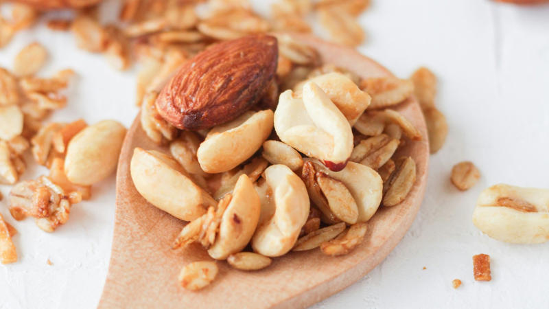 1. Nuts 1. Pancakes, 2. Sweetened Yogurt, 3. Alcohol, 4. Bacon, 5. Fried Foods, 6. Instant Oatmeal, 7. Candy Bars, 8. Processed Snacks, 9. Coffee Creamer, 10. White Bread, 2. Berries, 4. Chia Seeds, 5. Beets, 6. Salmon, 7. Chicken Breast, 8. Beans, 9. Dark Chocolate, 10. Water
