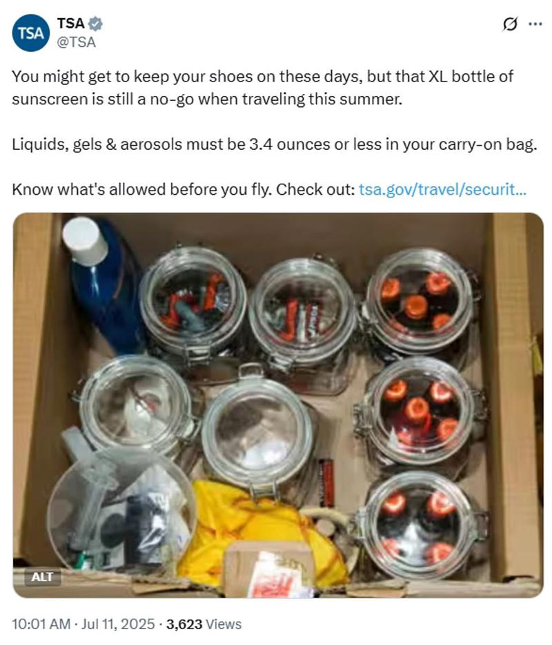 TSA warns travelers about prohibited carry-on items