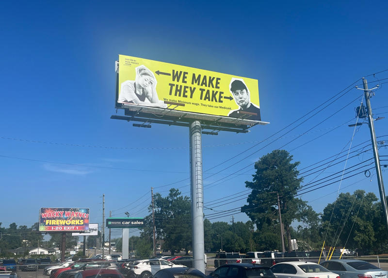 Message behind 'We Make, They Take' billboards, Who is on the 'We Make, They Take' billboards?, Where are the 'We Make, They Take' billboards?, What is More Perfect Union?