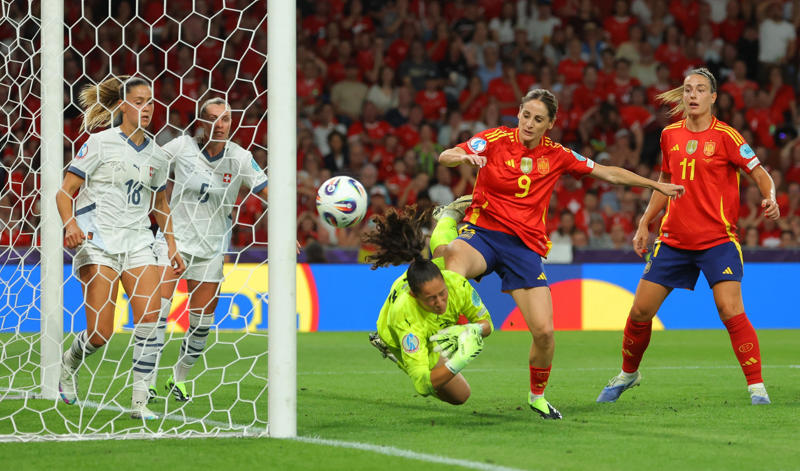 Spain v Switzerland LIVE: Women's Euro 2025 updates , What Spain’s celebrations revealed about the Women’s Euro 2025 favourites, FULL TIME! Spain 2-0 Switzerland, FULL TIME! Spain 2-0 Switzerland, FULL TIME! Spain 2-0 Switzerland, FULL TIME! Spain 2-0 Switzerland, RED CARD! Spain 2-0 Switzerland, MISSED PENALTY! Spain 2-0 Switzerland, PENALTY! Spain 2-0 Switzerland, Spain 2-0 Switzerland, Spain 2-0 Switzerland, GOAL! Spain 2-0 Switzerland (PINA 70'), GOAL! Spain 1-0 Switzerland (DEL CASTILLO 65'), Spain 0-0 Switzerland, Spain 0-0 Switzerland, Spain 0-0 Switzerland, Spain 0-0 Switzerland, Spain 0-0 Switzerland, Spain 0-0 Switzerland, Spain 0-0 Switzerland, HALF TIME! Spain 0-0 Switzerland, Spain 0-0 Switzerland, Spain 0-0 Switzerland, Spain 0-0 Switzerland, Spain 0-0 Switzerland, Spain 0-0 Switzerland, Spain 0-0 Switzerland, Spain 0-0 Switzerland, Spain 0-0 Switzerland, Spain 0-0 Switzerland, Spain 0-0 Switzerland, Spain 0-0 Switzerland, Spain 0-0 Switzerland, MISSED PENALTY! Spain 0-0 Switzerland, PENALTY! Spain 0-0 Switzerland, Spain 0-0 Switzerland, Spain 0-0 Switzerland, KICK-OFF! Spain 0-0 Switzerland, Spain v Switzerland, Spain back to full strength, Pre-match thoughts from Pia Sundhage, Pre-match thoughts from Montse Tome, Chloe Kelly brings magic and sheer chaos as England abandon all logic, Spain vs Switzerland line-ups, Switzerland dreaming of Euro 2025 shock against dominant Spain, Aitana Bonmati grateful to be playing Women's Euro 2025 quarter-finals, Spain v Switzerland prediction: Good luck Switzerland, What is the team news?, When is Spain v Switzerland?, How can I watch it?