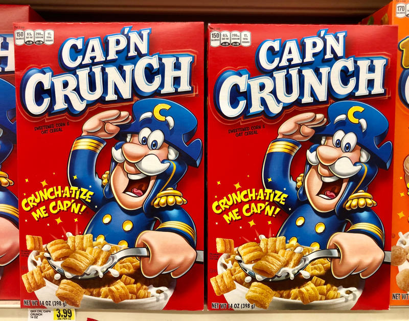 Cap’n Crunch Oscar Mayer, The Berenstain Bears, Pikachu’s tail, Curious George’s tail, Snoopy’s tail, Mickey Mouse’s wardrobe, Britney Spears’ headset, Looney Tunes, Froot Loops, Cap’n Crunch, Tony the Tiger’s nose, Fruit of the Loom, Mona Lisa’s smile