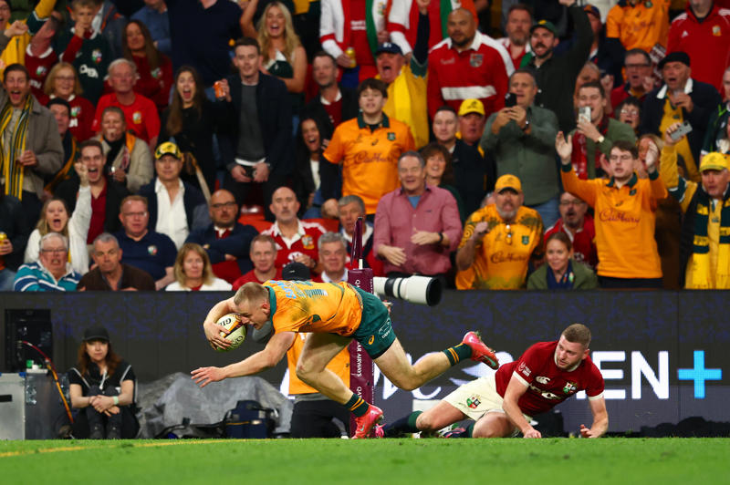 Australia vs British & Irish Lions live, Lions comfortable win, Schmidt: Too early to consider Wallabies changes, Schmidt concedes Wallabies 'fluffed their lines', Schmidt: Wallabies earned way back into game, Gatland: We want to see improvement from both next week, Farrell’s dressing message to Lions, Farrell hails ‘immense’ back row performance, Farrell: Plenty for Lions to work on, Farrell: Boys did Lions shirt proud, Dan Sheehan's glorious try, Tom Curry scoring the side's second try of the game, Australia captain Harry Wilson speaking post-match, The thoughts of Lions captain Maro Itoje, O'Gara: Huge gulf in class between these two, Beirne: Lions got the job done, Lions emerge as first Test winners, Full-time! Lions 27-19 Australia, Lions 27-19 Australia, Try! Lions 27-19 Australia (McDermott), Lions 27-12 Australia, Lions 27-12 Australia, Penalty! Lions 27-12 Australia, Lions 24-12 Australia, Lions 24-12 Australia, Try! Lions 24-12 Australia (Tizzano), Lions 24-5 Australia, Lions 24-5 Australia, Both teams make changes, Try disallowed! Lions 24-5 Australia, Joseph Suaallii try chalked off, Try! Lions 24-10 Australia (Suaalii), Lions 24-5 Australia, Fresh front row, Lions 24-5 Australia, Australia attack, Well denied by the Lions, Australia show intent but lions defence holds firm, TMO check (Furlong) Lions 24-5 Australia, Australia fans fall silent, Lions 24-5 Australia, Lions 24-5 Australia, Lions 24-5 Australia, Lions 24-5 Australia, Lions 24-5 Australia, Tom Curry sets the tone, Try! Lions (Sheehan) 24-5 Australia, Kick-off! Lions 17-5 Australia, Lions 'knew it would be difficult', Warburton: Lions suffocating Australia, Russell and Scottish midfield 'absolutely fantastic', Lions superior in contact and at the ruck, 'Really good performance from Curry', 'Wallabies must score quickly to avoid blowout', Half-time stats, Half-time! Lions 17-5 Australia, Lynagh takes a heavy hit from curry after box kick, Lions 17-5 Australia, Try! Lions (Curry) 17-5 Australia, Lions 10-5 Australia, Lions 10-5 Australia, Lions 10-5 Australia, Try! Lions 10-5 Australia (Jorgensen), Lions 10-0 Australia, Lions regain possession after Freeman’s kick out, Freeman’s kick goes dead as Wallabies win line-out, Lions 10-0 Australia, No try! Lions (Jones) 10-0 Australia, Lions defence shines as Beirne wins crucial turnover, Lions errors hand scrum advantage to Australia, Lions 10-0 Australia, Keenan’s long kick puts wallabies under pressure, Try! Lions (Tuipulotu) 10-0 Australia, Lions 3-0 Australia, Russel's vision pins Wallabies deep, Wallabies settle early as Lynagh probes for space, Penalty! Lions 3-0 Australia, Kick-off! Lions 0-0 Australia, The teams take to the field, Australia vs Lions referee: Who is first Test official Ben O’Keeffe?, All Blacks grind down France 29-19 in Hamilton to sweep series, Team line-ups, Tom Lynagh makes first Wallabies start, Finn Russell’s redemption at the heart of different Scottish Lions story, Team news - British and Irish Lions, Team news - Australia, Australia vs British and Irish Lions, The Sea of Red are out in force, Player-by-player guide to the Lions squad