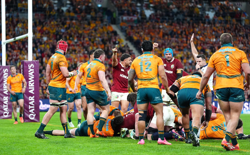 Australia vs British & Irish Lions live, Lions comfortable win, Schmidt: Too early to consider Wallabies changes, Schmidt concedes Wallabies 'fluffed their lines', Schmidt: Wallabies earned way back into game, Gatland: We want to see improvement from both next week, Farrell’s dressing message to Lions, Farrell hails ‘immense’ back row performance, Farrell: Plenty for Lions to work on, Farrell: Boys did Lions shirt proud, Dan Sheehan's glorious try, Tom Curry scoring the side's second try of the game, Australia captain Harry Wilson speaking post-match, The thoughts of Lions captain Maro Itoje, O'Gara: Huge gulf in class between these two, Beirne: Lions got the job done, Lions emerge as first Test winners, Full-time! Lions 27-19 Australia, Lions 27-19 Australia, Try! Lions 27-19 Australia (McDermott), Lions 27-12 Australia, Lions 27-12 Australia, Penalty! Lions 27-12 Australia, Lions 24-12 Australia, Lions 24-12 Australia, Try! Lions 24-12 Australia (Tizzano), Lions 24-5 Australia, Lions 24-5 Australia, Both teams make changes, Try disallowed! Lions 24-5 Australia, Joseph Suaallii try chalked off, Try! Lions 24-10 Australia (Suaalii), Lions 24-5 Australia, Fresh front row, Lions 24-5 Australia, Australia attack, Well denied by the Lions, Australia show intent but lions defence holds firm, TMO check (Furlong) Lions 24-5 Australia, Australia fans fall silent, Lions 24-5 Australia, Lions 24-5 Australia, Lions 24-5 Australia, Lions 24-5 Australia, Lions 24-5 Australia, Tom Curry sets the tone, Try! Lions (Sheehan) 24-5 Australia, Kick-off! Lions 17-5 Australia, Lions 'knew it would be difficult', Warburton: Lions suffocating Australia, Russell and Scottish midfield 'absolutely fantastic', Lions superior in contact and at the ruck, 'Really good performance from Curry', 'Wallabies must score quickly to avoid blowout', Half-time stats, Half-time! Lions 17-5 Australia, Lynagh takes a heavy hit from curry after box kick, Lions 17-5 Australia, Try! Lions (Curry) 17-5 Australia, Lions 10-5 Australia, Lions 10-5 Australia, Lions 10-5 Australia, Try! Lions 10-5 Australia (Jorgensen), Lions 10-0 Australia, Lions regain possession after Freeman’s kick out, Freeman’s kick goes dead as Wallabies win line-out, Lions 10-0 Australia, No try! Lions (Jones) 10-0 Australia, Lions defence shines as Beirne wins crucial turnover, Lions errors hand scrum advantage to Australia, Lions 10-0 Australia, Keenan’s long kick puts wallabies under pressure, Try! Lions (Tuipulotu) 10-0 Australia, Lions 3-0 Australia, Russel's vision pins Wallabies deep, Wallabies settle early as Lynagh probes for space, Penalty! Lions 3-0 Australia, Kick-off! Lions 0-0 Australia, The teams take to the field, Australia vs Lions referee: Who is first Test official Ben O’Keeffe?, All Blacks grind down France 29-19 in Hamilton to sweep series, Team line-ups, Tom Lynagh makes first Wallabies start, Finn Russell’s redemption at the heart of different Scottish Lions story, Team news - British and Irish Lions, Team news - Australia, Australia vs British and Irish Lions, The Sea of Red are out in force, Player-by-player guide to the Lions squad