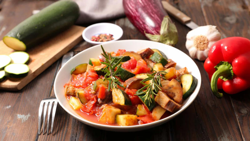 Ratatouille Appetizer, Ratatouille, Caponata, Fritters, Thai green curry