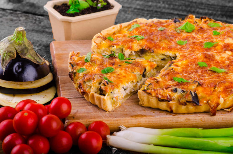 Quiche Appetizer, Ratatouille, Caponata, Fritters, Thai green curry