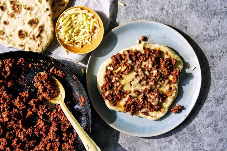 Minimum fuss recipes, Hasselback halloumi-stuffed aubergines, Bolognese-loaded flatbreads, Italian lemon chicken
