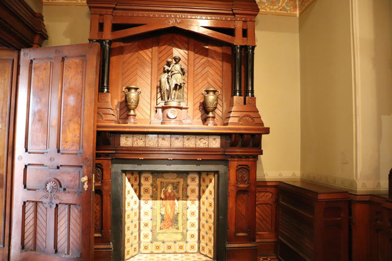 We ended the tour by returning to the Great Hall, where we stopped by an ornate tiled fireplace.