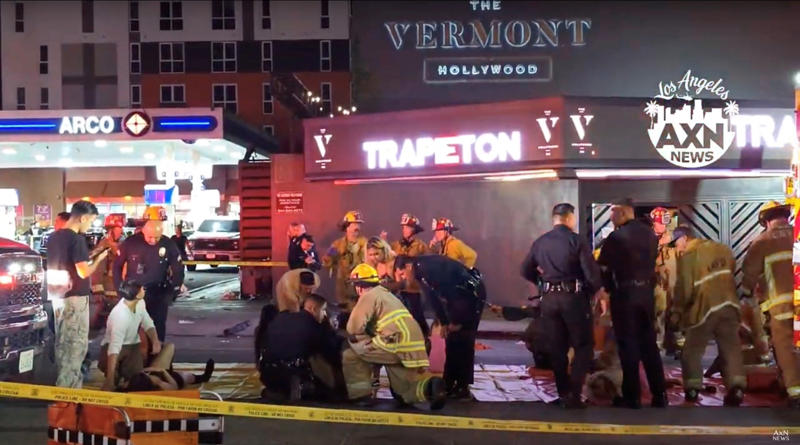Key Points, What do we know about the man suspected of shooting the driver, What do we know about the driver, A look at recent vehicle-ramming incidents, Recap: What we know so far, Recap: Driver shot and attacked by bystanders, LAPD - Suspected driver was thrown out of the club, LAPD: Driver motive 'still under investigation', Locals say the area is prone to disturbances, Club issues statement about 'tragic incident', Event at the club scheduled for tonight, Eyewitness claims fight broke out before the crash, Pictured: Emergency services at the scene early Saturday, What we know so far, Suspected gunman still at large, 'Heartbreaking tragedy' - Mayor Karen Bass, Couple working at food stand outside club injured, Pictures from the scene show extent of the damage, At least 20 injured after car plows into revelers outside LA club
